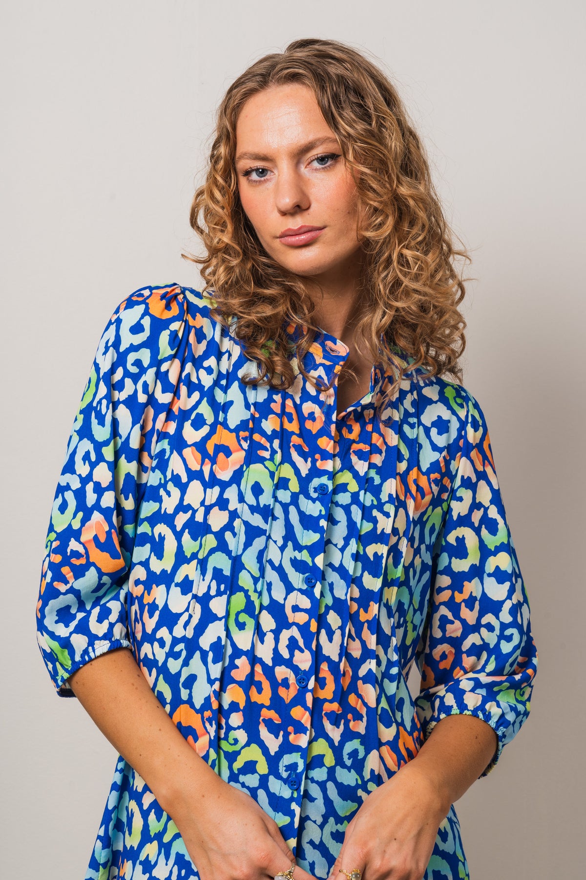 Imogene Sh. Dress - Blue Leo