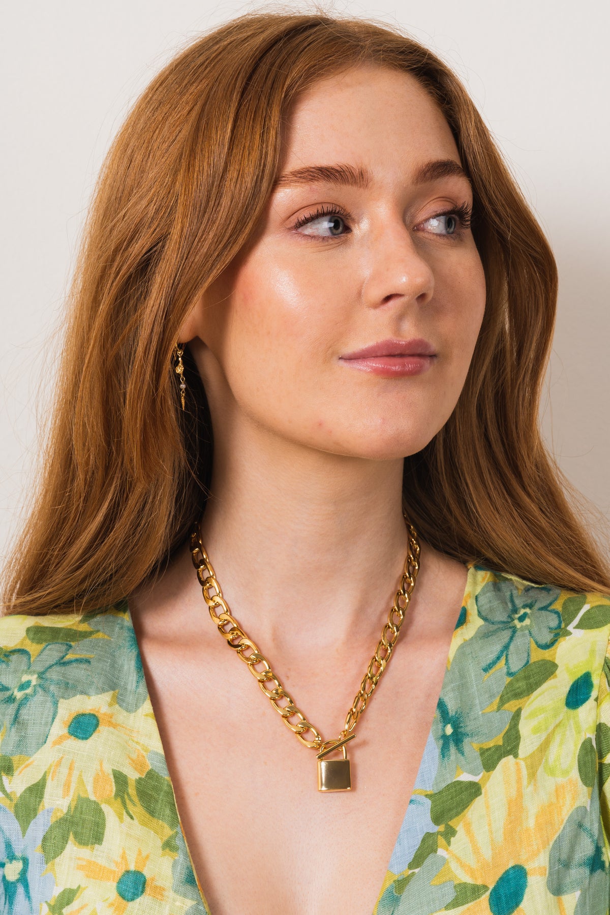 Chunky Padlock Necklace - Pale Gold
