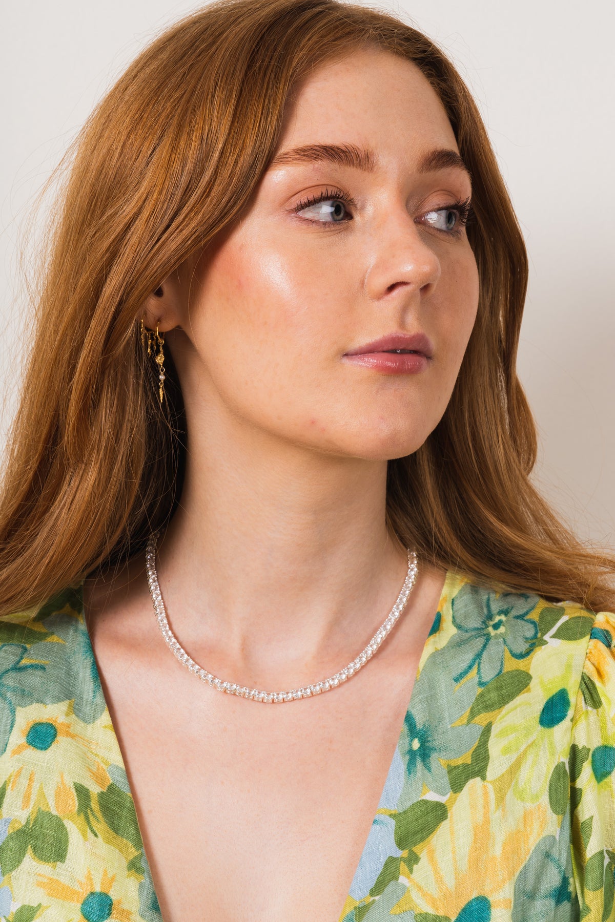 Crystal Cup Chain Necklace - Silver