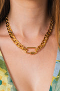 Chunky Chain Carabiner Necklace - Pale Gold