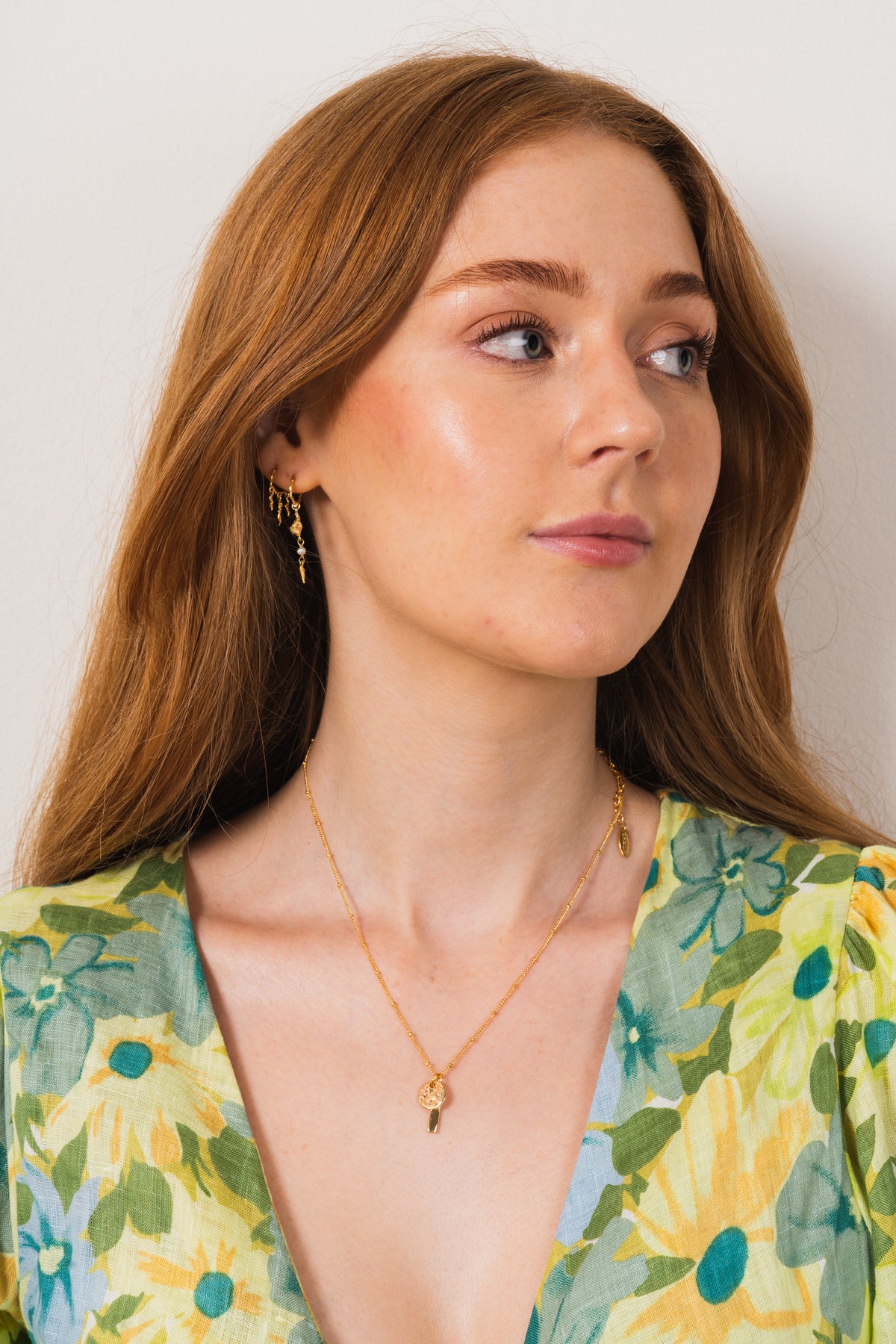 Molten Coin & Bar Cluster Necklace - Pale Gold