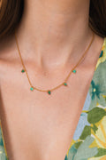 Turquoise Enamel Heart Multi Drop Necklace - Turquoise