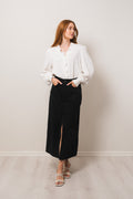 Vika Slit Denim Skirt - Black