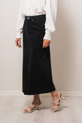 Vika Slit Denim Skirt - Black