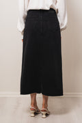 Vika Slit Denim Skirt - Black
