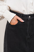Vika Slit Denim Skirt - Black
