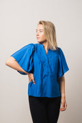 Callum Pintuck Top - New Blue