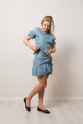 Serena Linen Dress - Dusty Teal