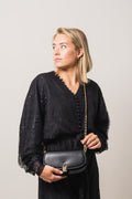 Mila Small Chain Sling Messenger Bag - Black