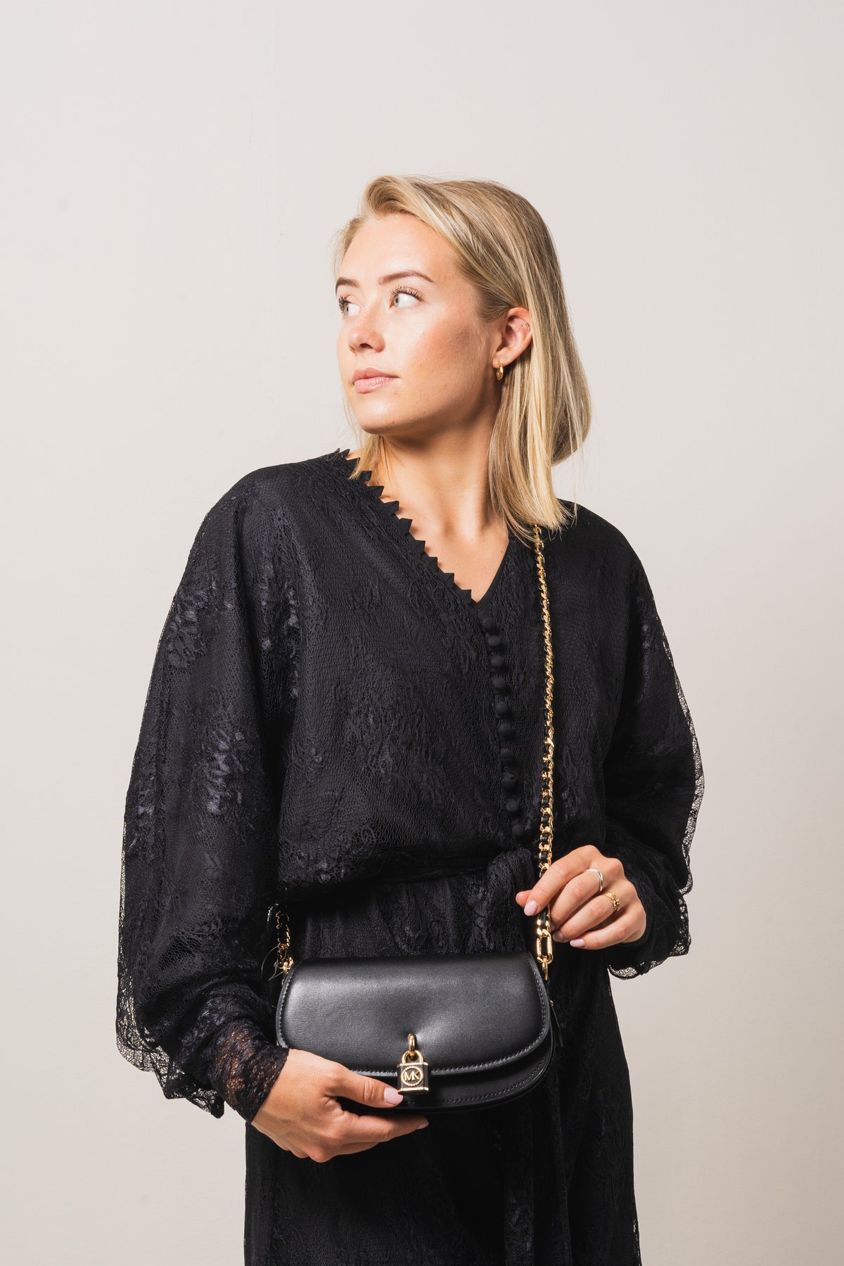 Mila Small Chain Sling Messenger Bag - Black