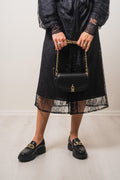 Mila Small Chain Sling Messenger Bag - Black