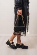 Mila Small Chain Sling Messenger Bag - Black
