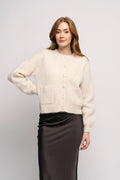 Sia Ras Ls Knit Pads Cardigan - Birch