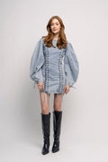 Denim Laced Mini Dress - Light Blue Denim