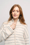 Ras Stripe Ls Knit Cardigan Ex - Birch Stripes / Lgm