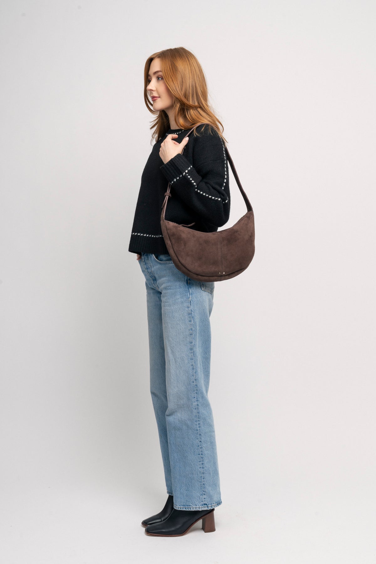 Suede Moon Bag -  Hot Fudge Brown