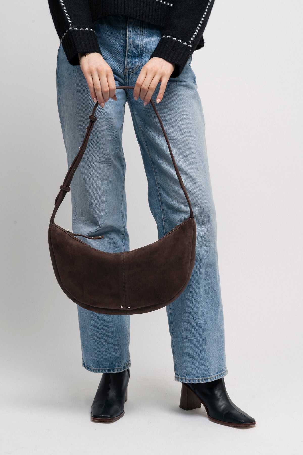 Suede Moon Bag -  Hot Fudge Brown