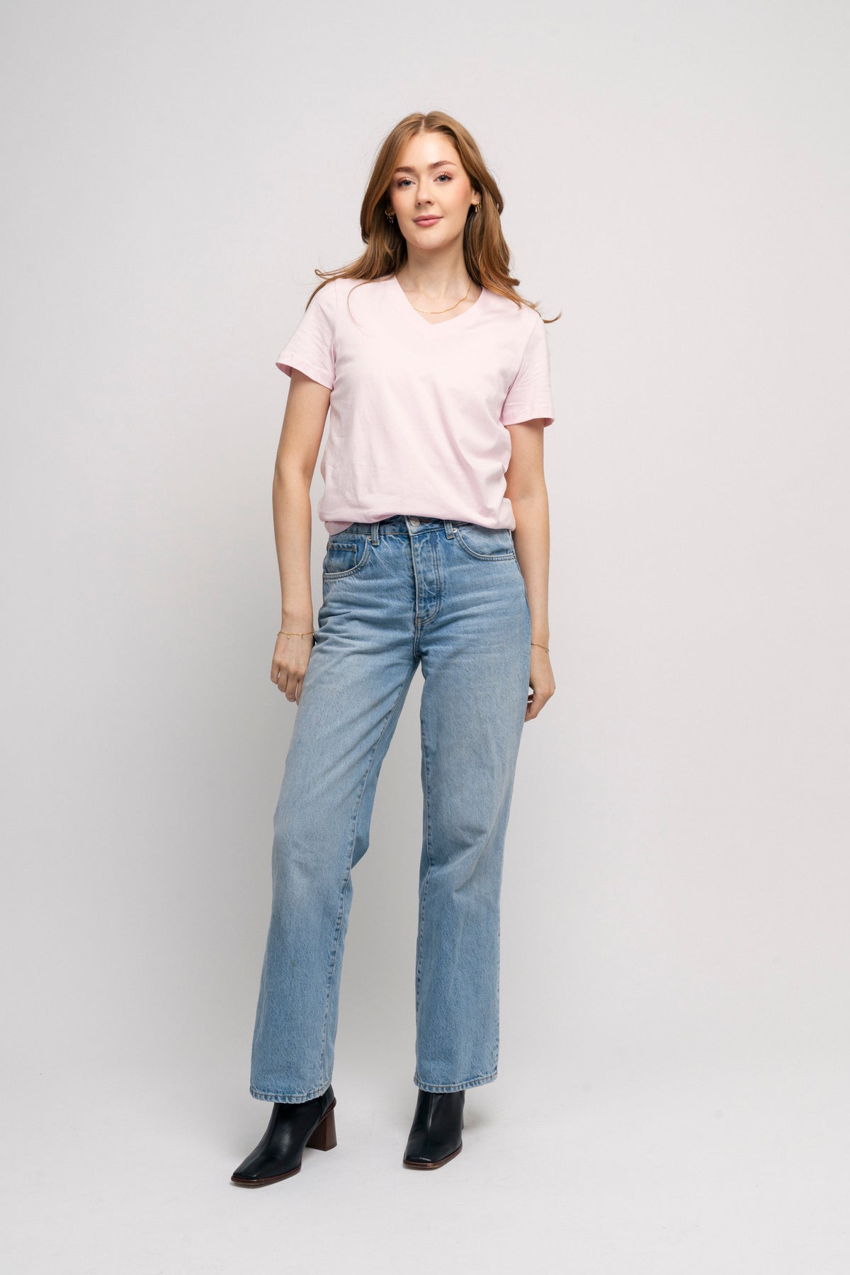 Essential Ss V-Neck Tee - Cradle Pink