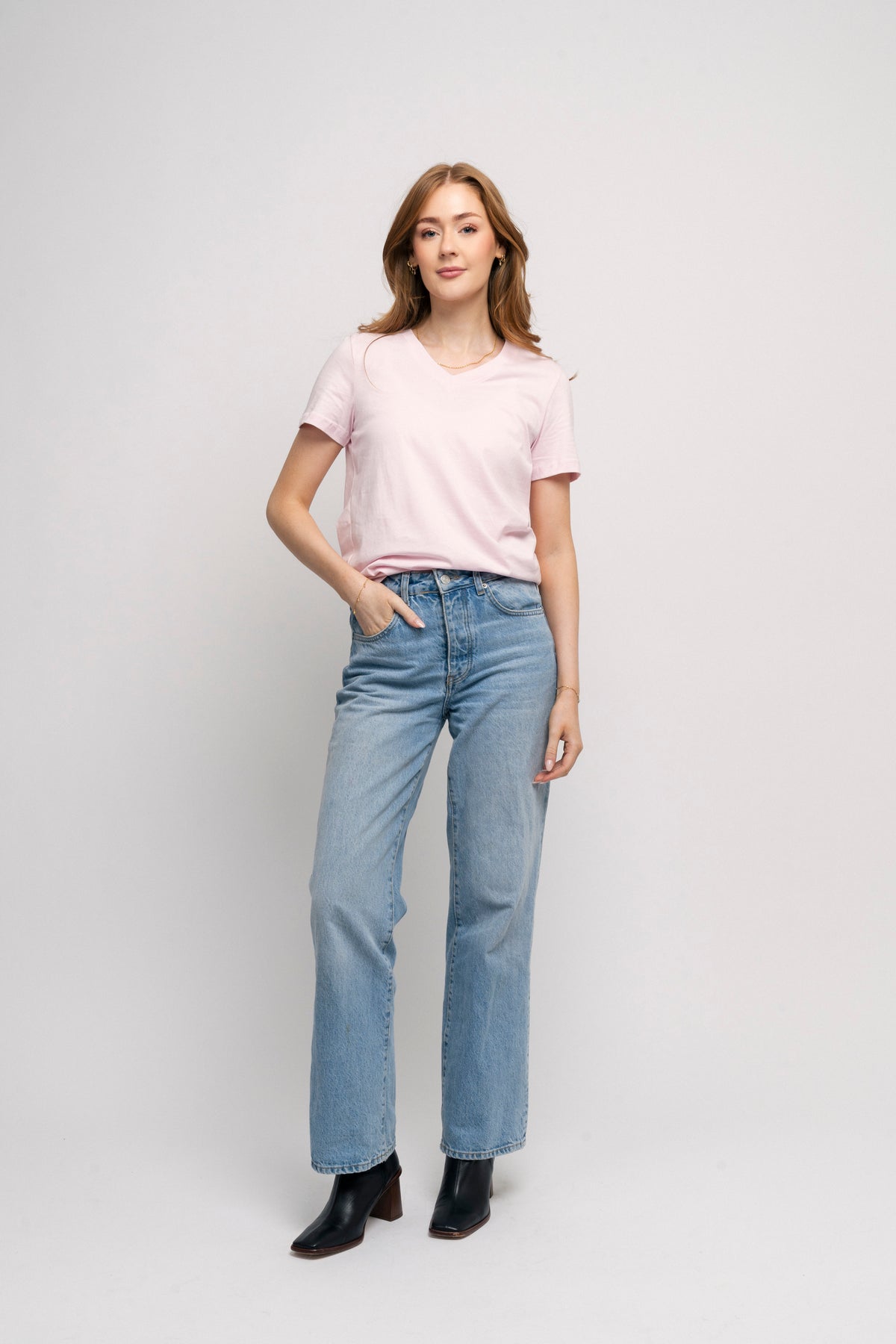 Essential Ss V-Neck Tee - Cradle Pink