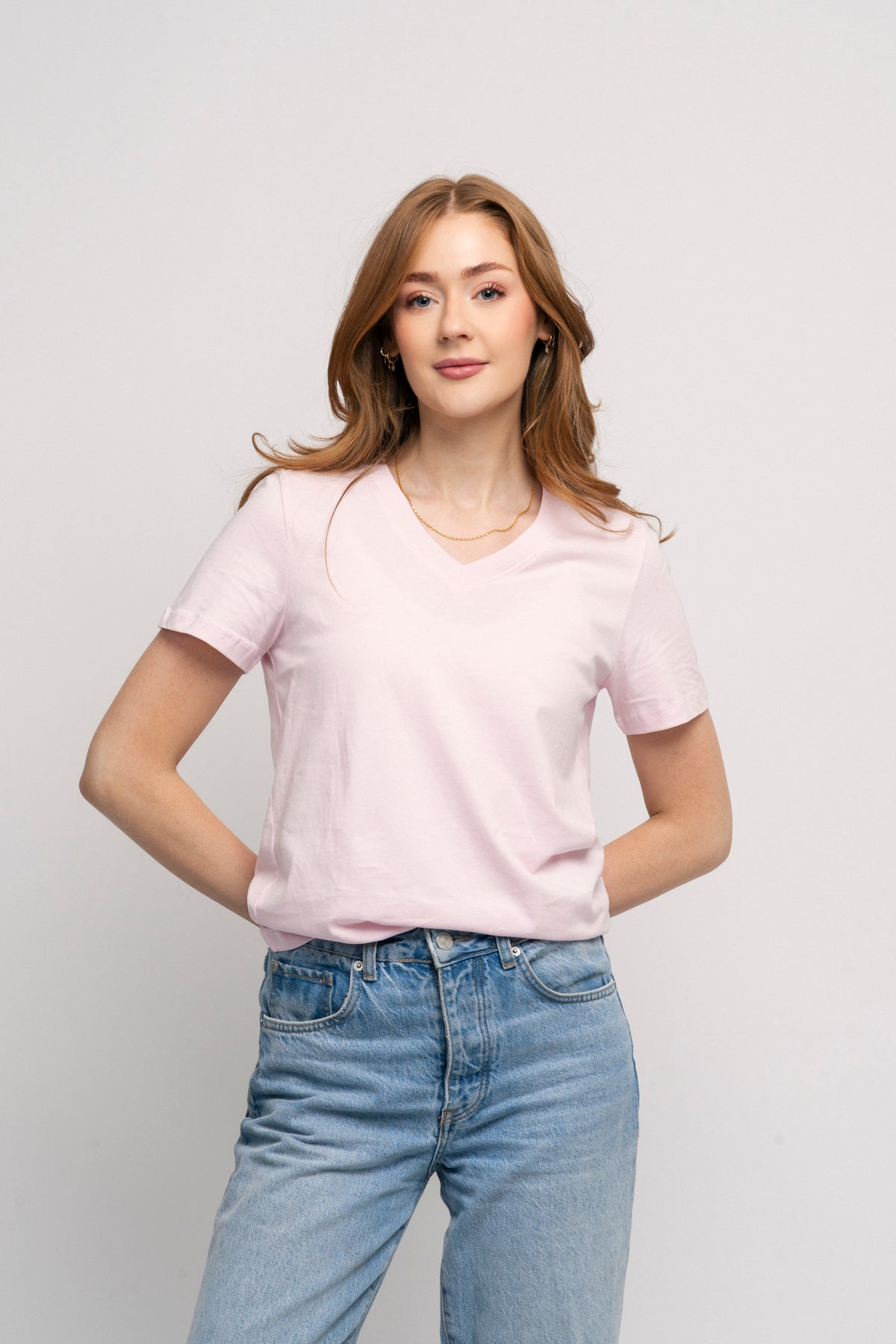 Essential Ss V-Neck Tee - Cradle Pink