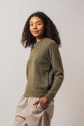 Lulu Ls Knit O-Neck - Dusky Green