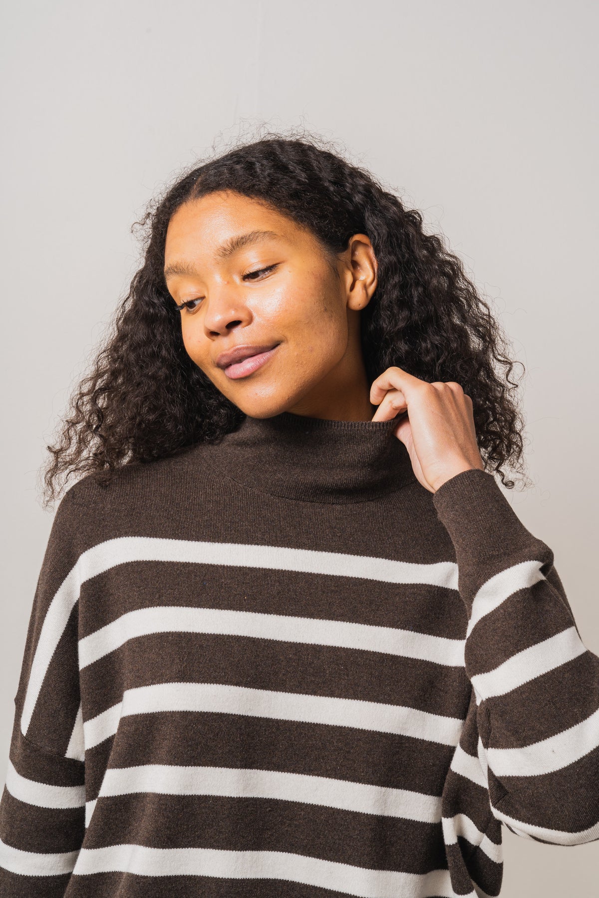 TenleyIW Turtleneck Pullover - Brun/Vit