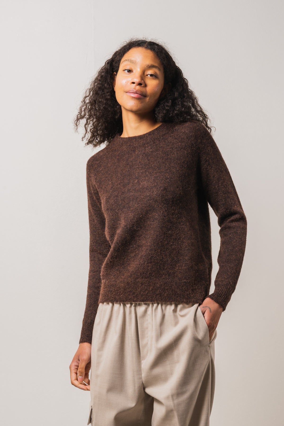 Lulu Ls Knit O-Neck - Java