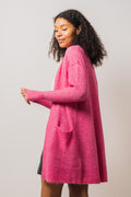 Lulu New Ls Knit Long Cardigan - Fuchsia Purple