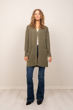 Lulu New Ls Knit Long Cardigan - Dusky Green