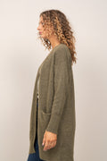 Lulu New Ls Knit Long Cardigan - Dusky Green