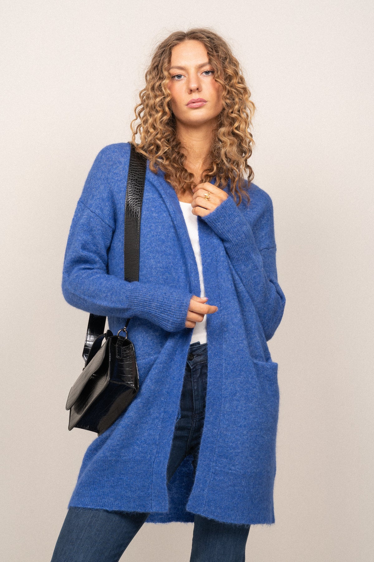 Lulu New Ls Knit Long Cardigan - Nebulas Blue