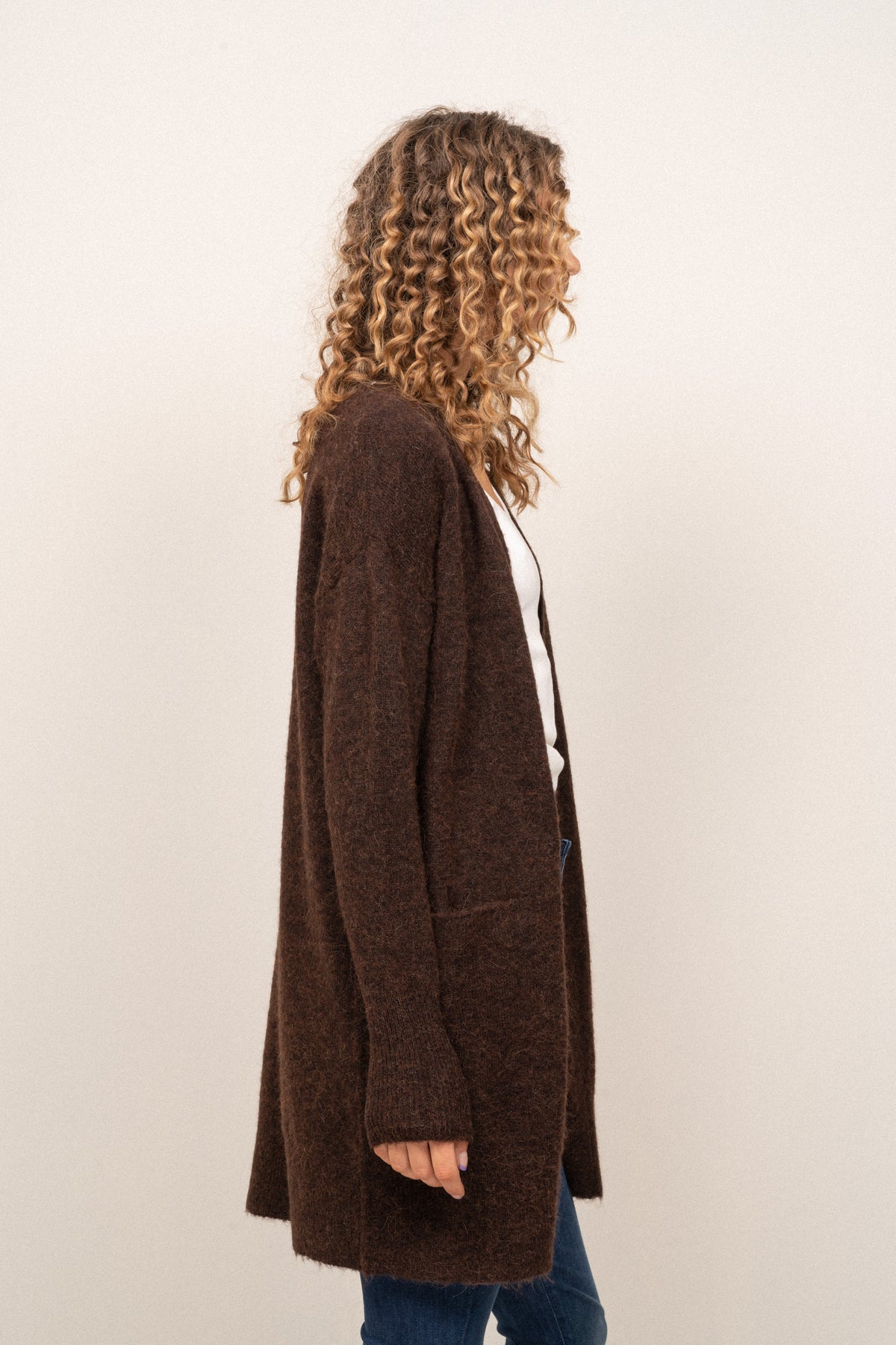Lulu New Ls Knit Long Cardigan - Java