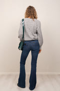Thora V-Neck Knit Cardigan - Grey Melange