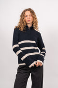 Maline LS Knit Half Zip - Dark Sapphire Birch