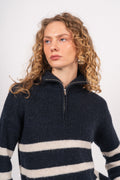 Maline LS Knit Half Zip - Dark Sapphire Birch