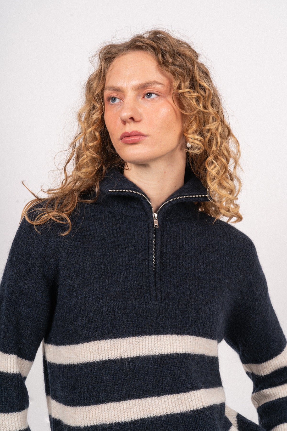 Maline LS Knit Half Zip - Dark Sapphire Birch