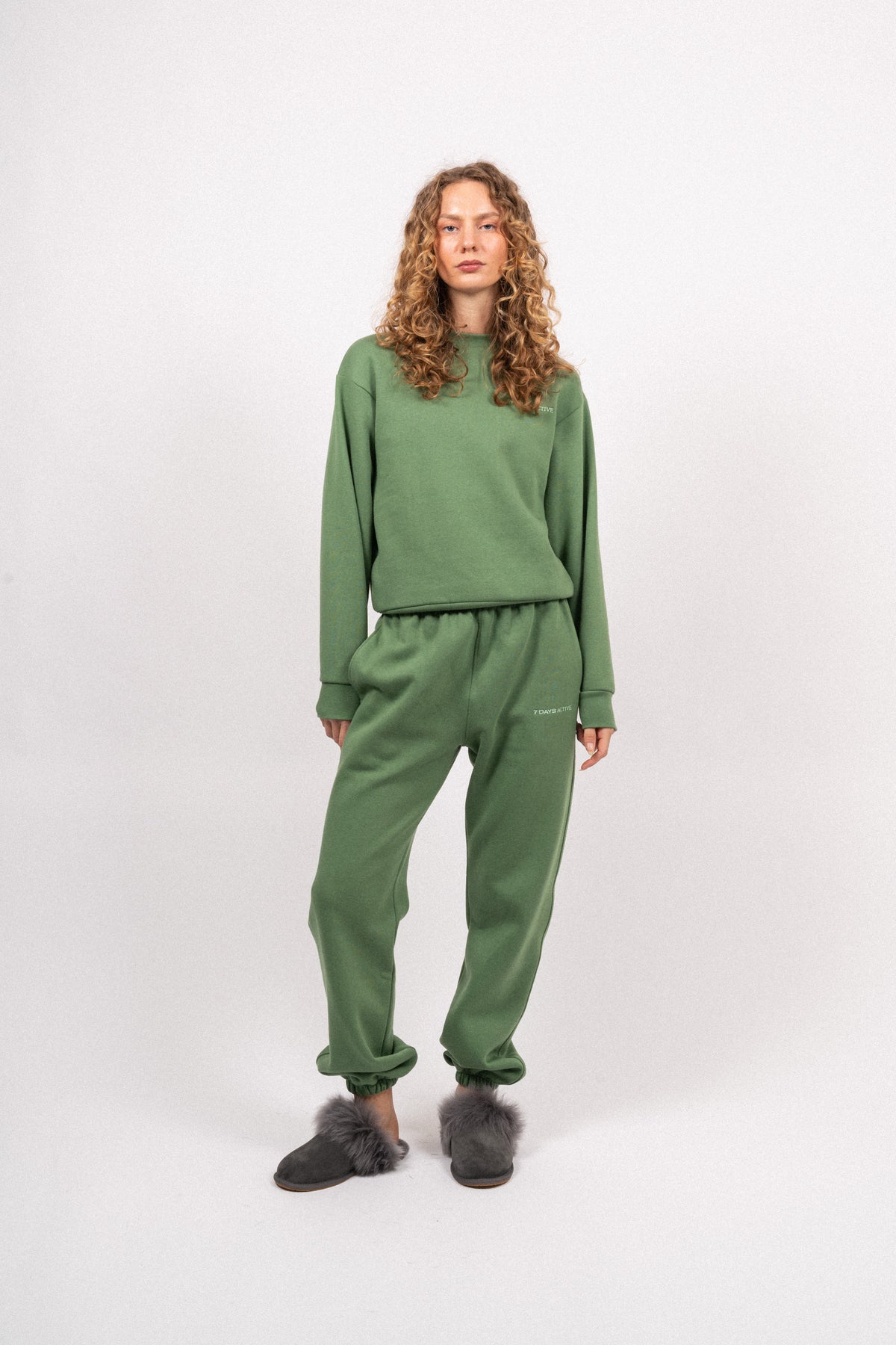 Organic Fitted Sweat Pants - Comfrey