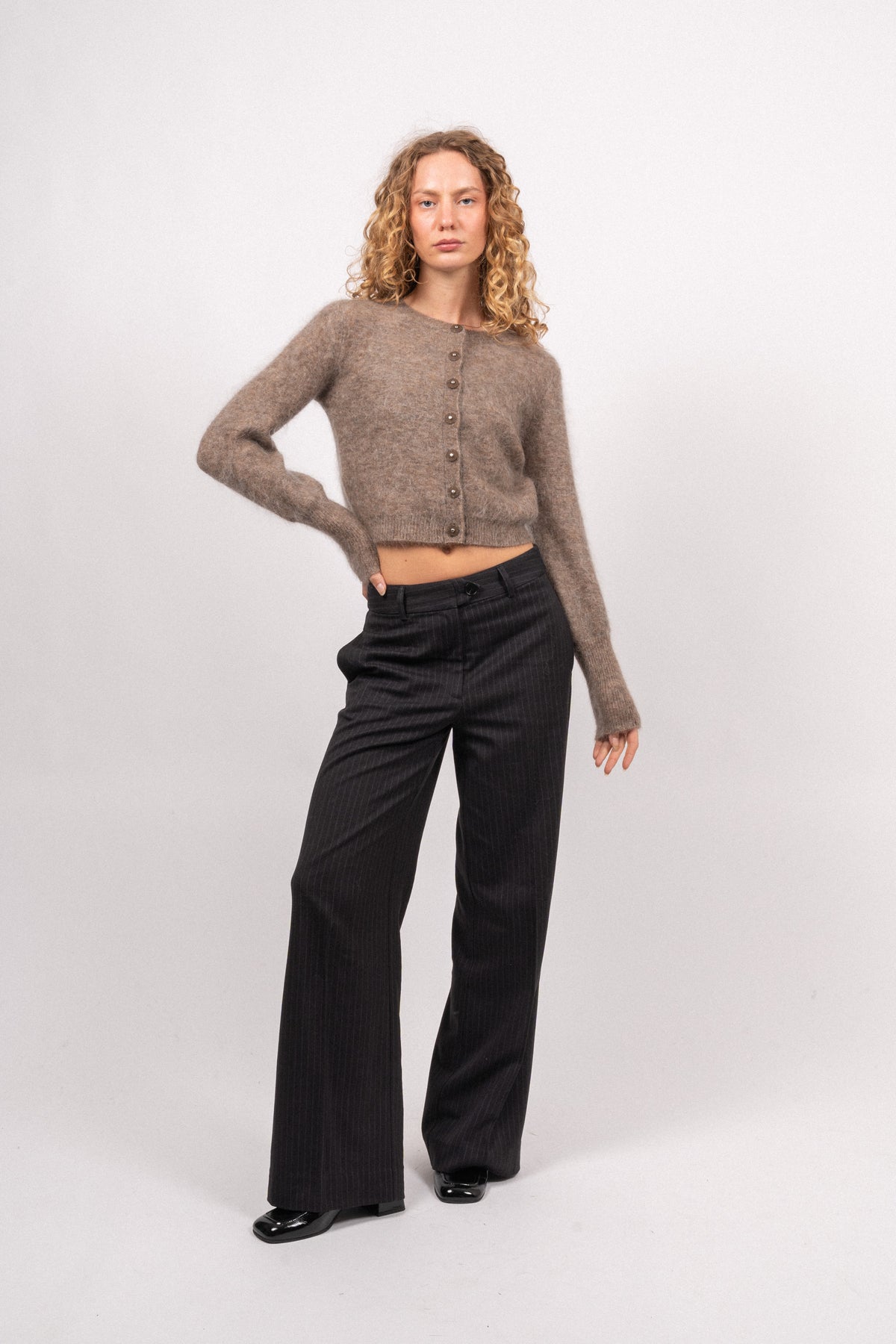Mohair Petit Cardigan - Taupe