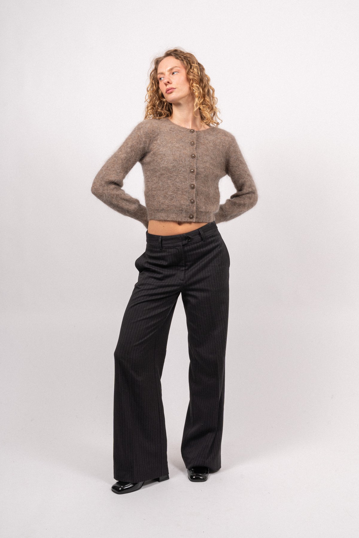 Mohair Petit Cardigan - Taupe