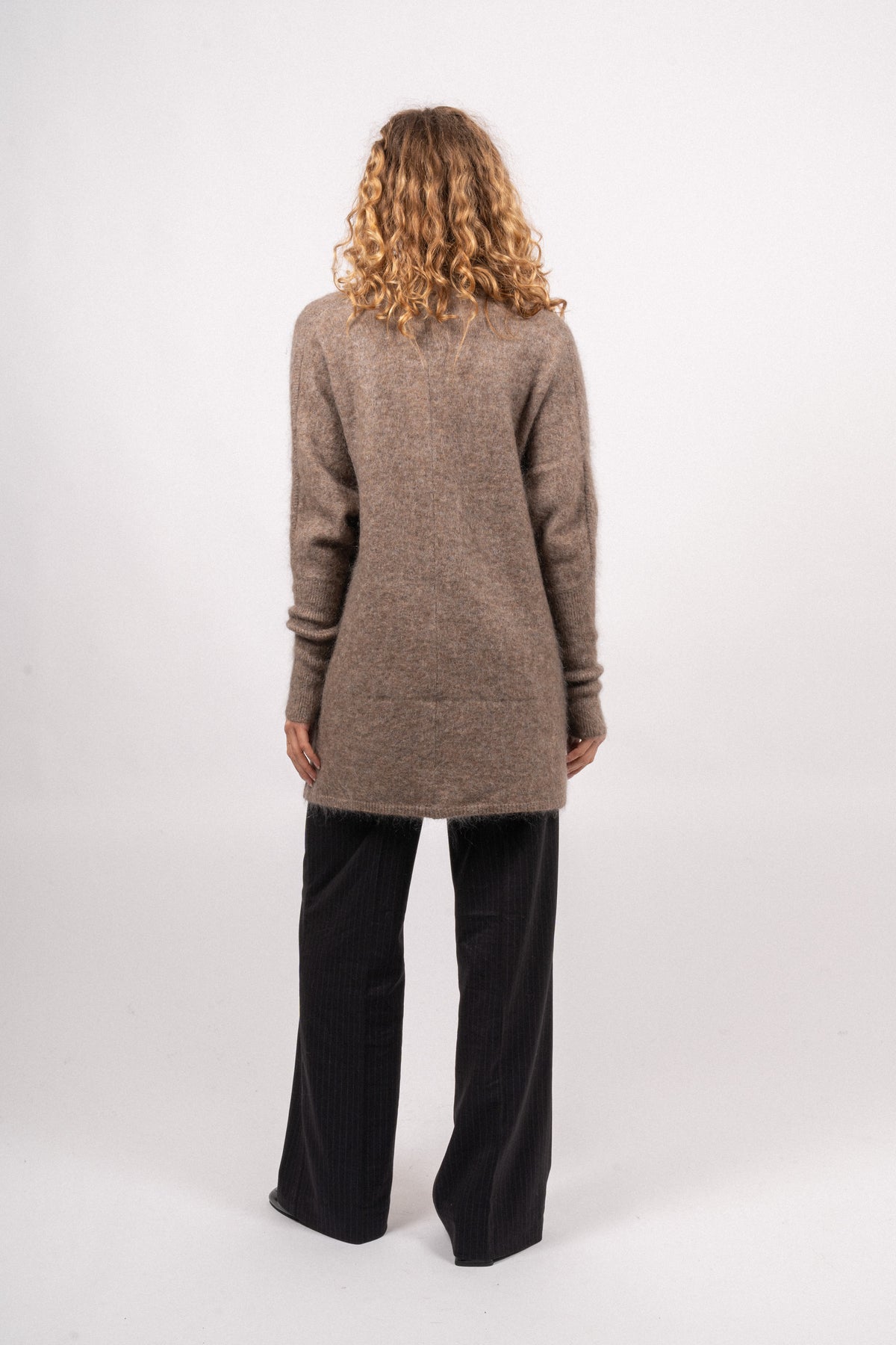 Mohair Demi Shawl Cardigan - Taupe