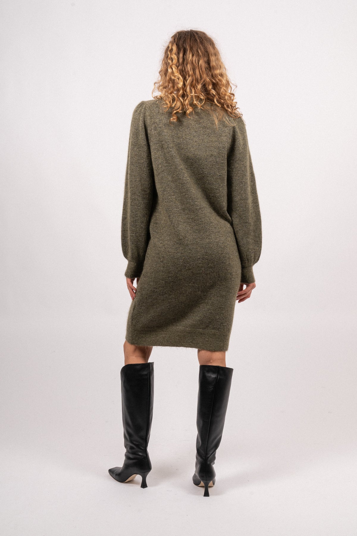 Mola Mia Ls Knit Dress - Dusky Green
