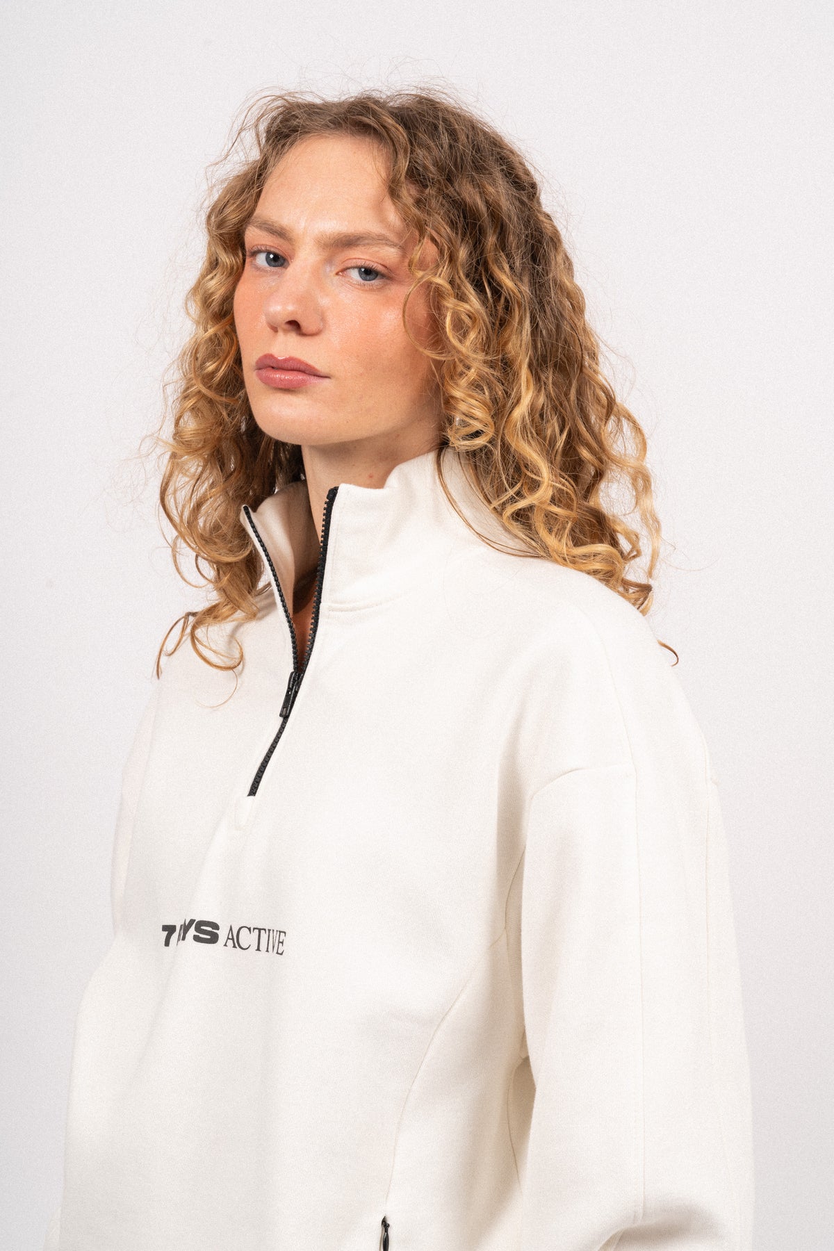 Organic Panelled Sweat Shirt - White