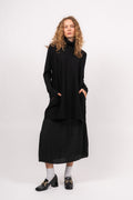 Merino Long Wide Turtleneck - Black