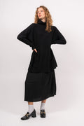 Merino Long Wide Turtleneck - Black