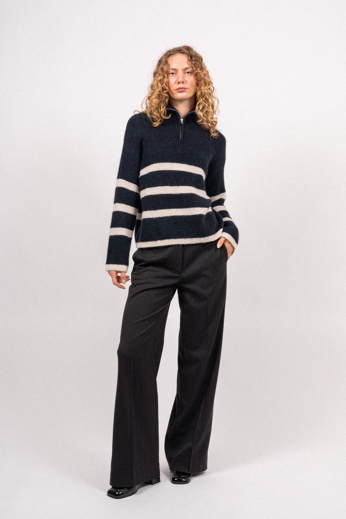 Maline LS Knit Half Zip - Dark Sapphire Birch