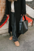 Leata Maxi Leather Bag - Black Silver