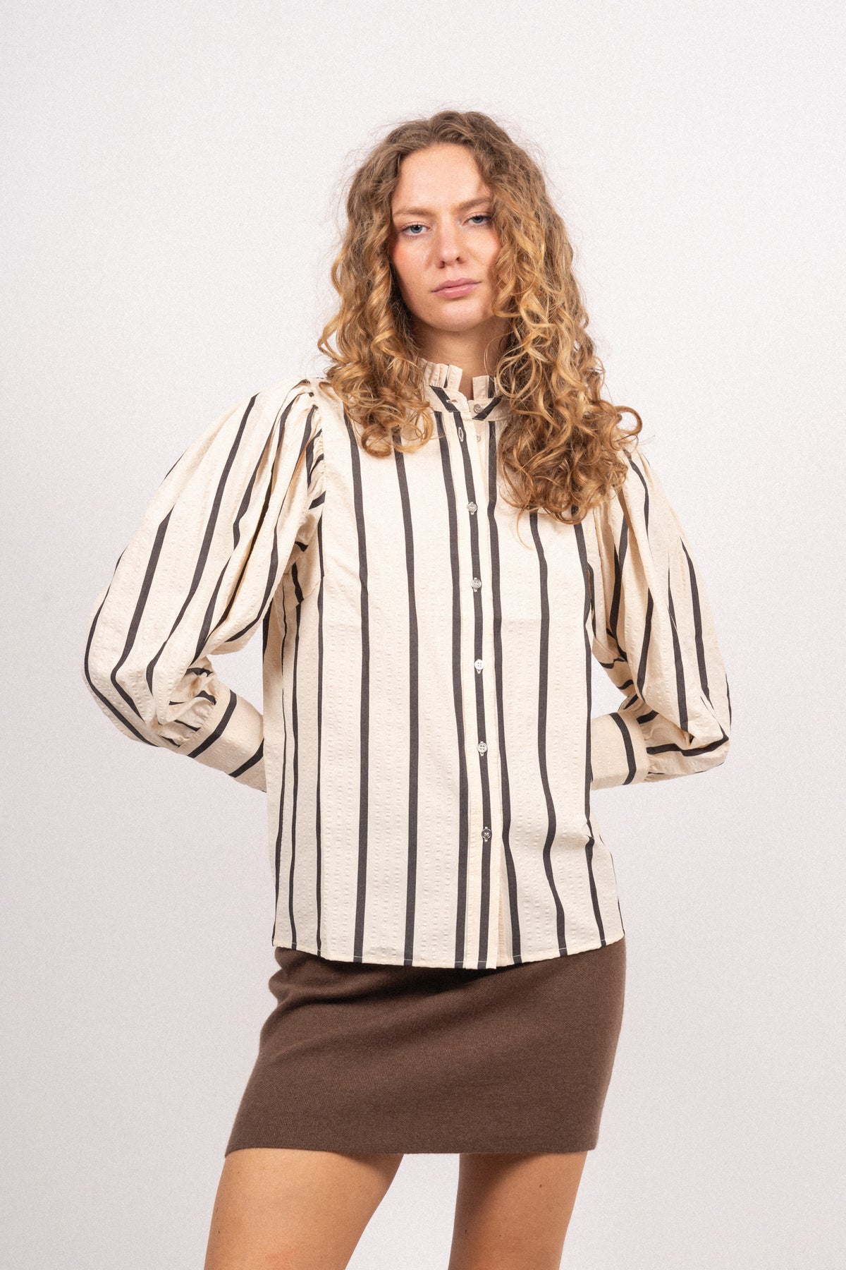 Tessiecc Stripe Puff Shirt - Marciblack