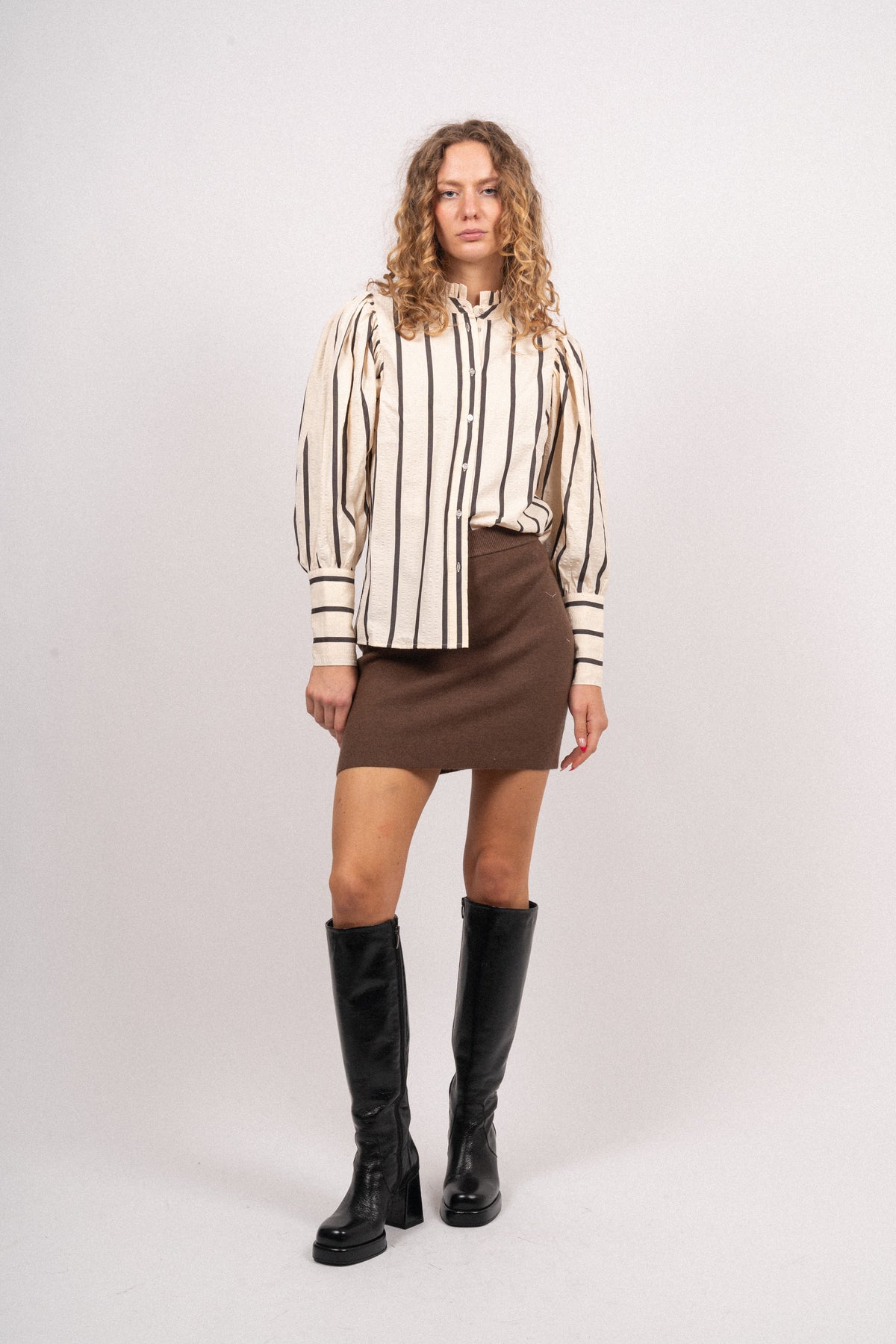 Tessiecc Stripe Puff Shirt - Marciblack