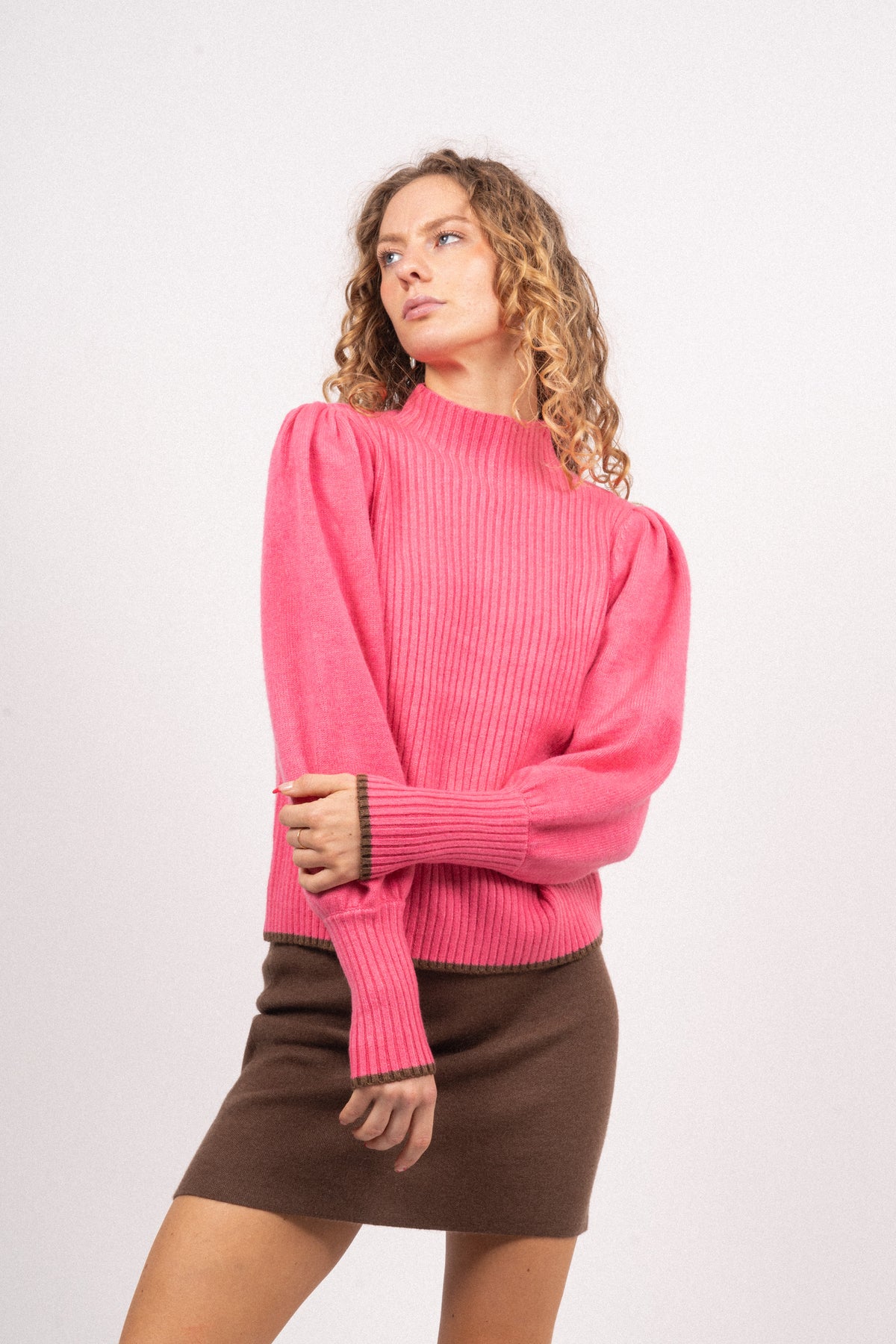 Rowcc Puff Rib Knit - Pink