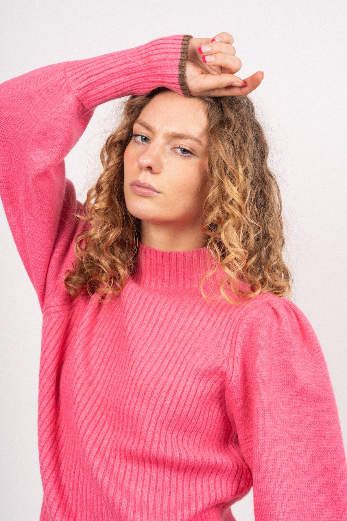 Rowcc Puff Rib Knit - Pink
